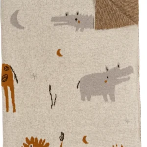 Cotton Knit Baby Blanket Safari