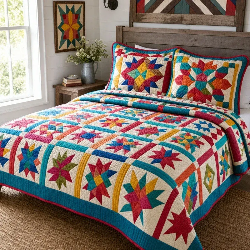 Serene Barn Patchwork Bamboo Quilt Bedding Set