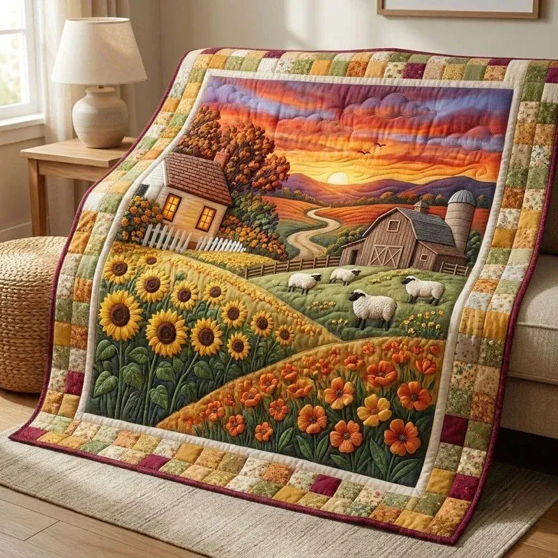 Sunflower Harvest Farm Bamboo Quilt Blanket