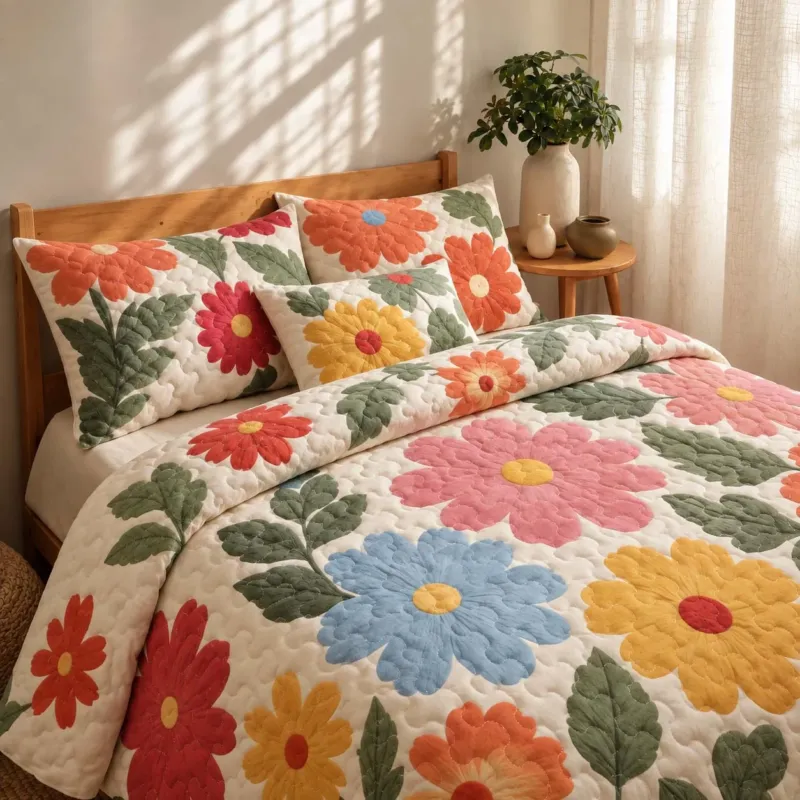 Sweet Daisy Bamboo Quilt Bedding Set