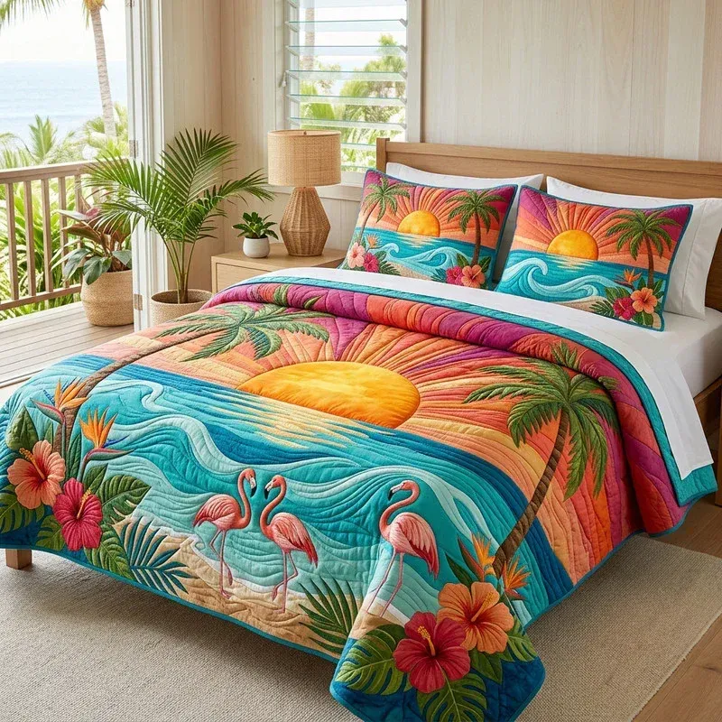Tropical Sunset Bamboo Quilt Bedding Set
