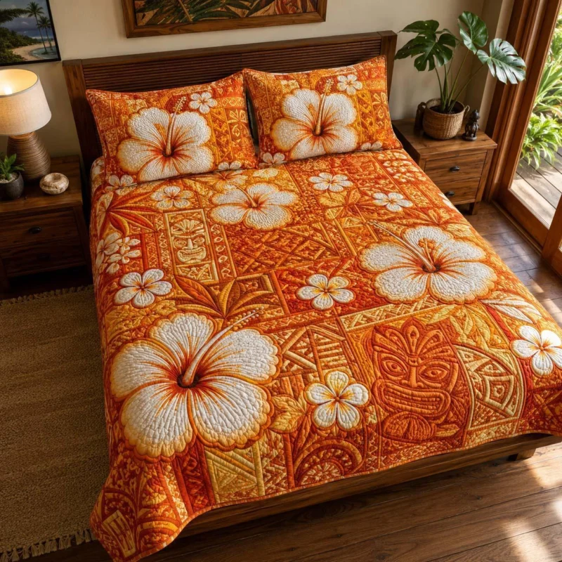 Tropical Bloom Bamboo Quilt Bedding Set
