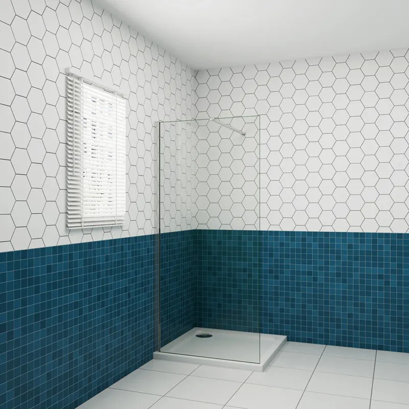 8mm NANO Glas 90x200 cm Duschkabine aus Glas mit 90cm Stabilisationsstange