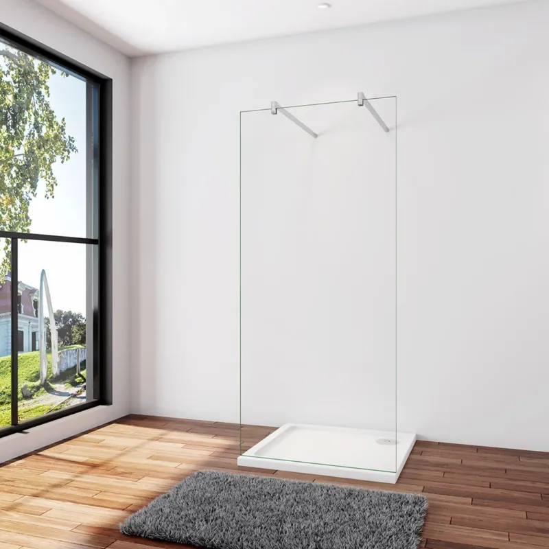 Walk In Duschwand Dusche 37.7 x H.200 cm 10mm NANO Glas Stabistange 140 cm Duschhaus