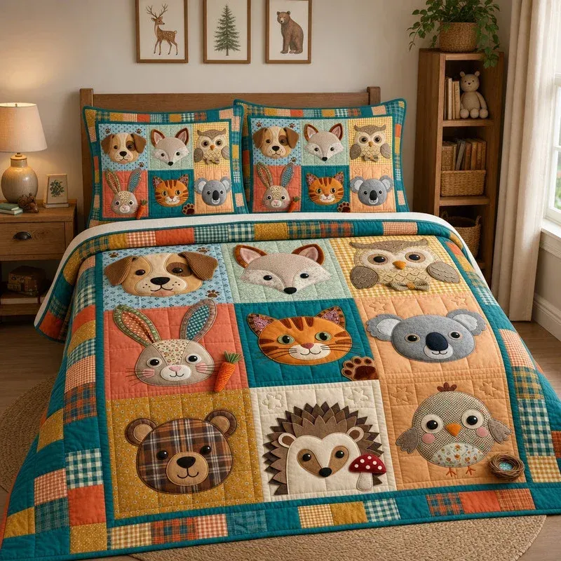 Wild Snuggle Group Bamboo Quilt Bedding Set