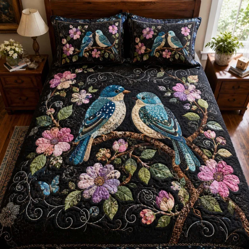Wild Birds Bamboo Quilt Bedding Set
