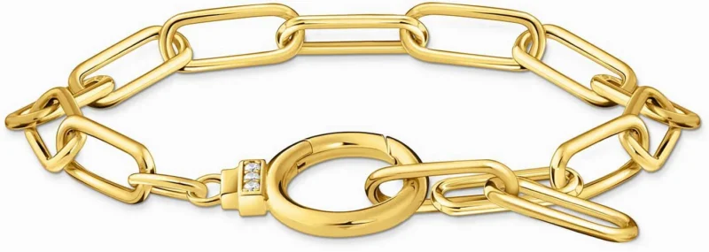 Goldfarbenes Gliederarmband mit Ringverschluss und kleinen Steineinsätzen