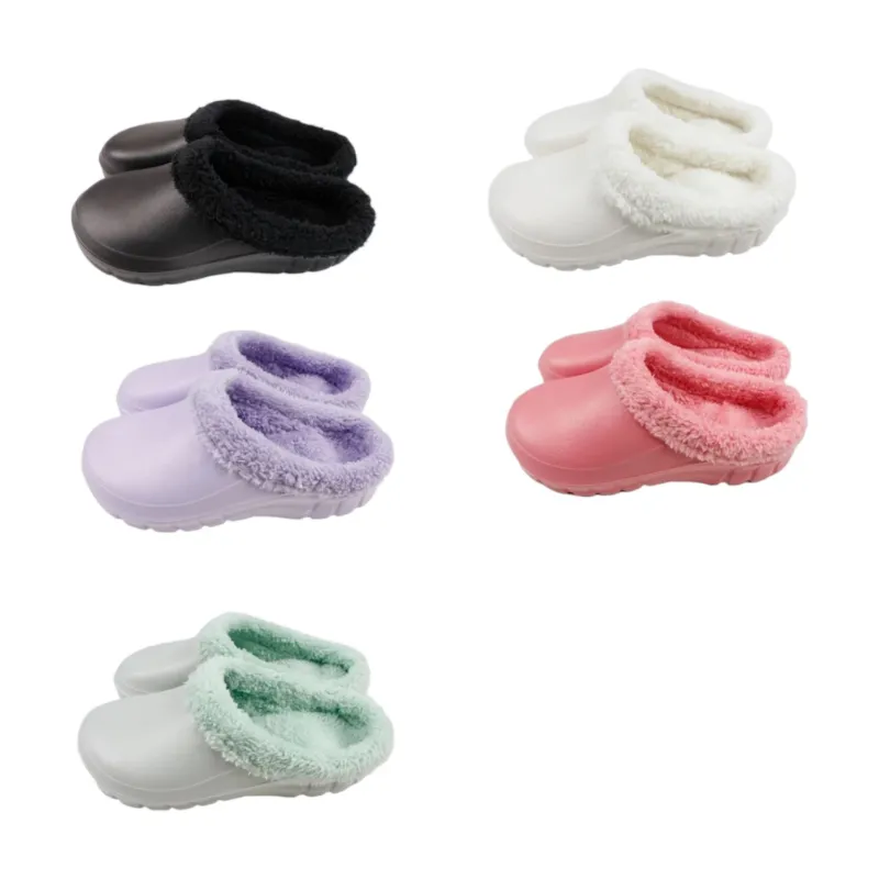 Damen Clogs » Hausschuhe mit Teddy Kunstfell » Damenschuhe » gefütterte Slipper » Winter & Herbst Garten Schuhe