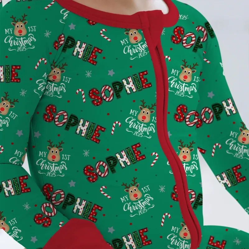 Custom Name "My First Christmas" Convertible Zippy , Custom Name "My First Christmas" Convertible Zippy - 0-3M
