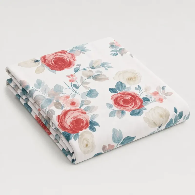 Drap plat en percale de coton 100 fils/cm2, texture lisse et respirante pour un sommeil frais et confortable