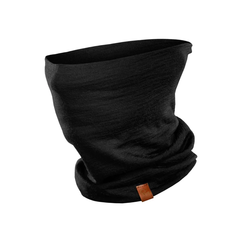 menique unisex black neck gaiter in white background