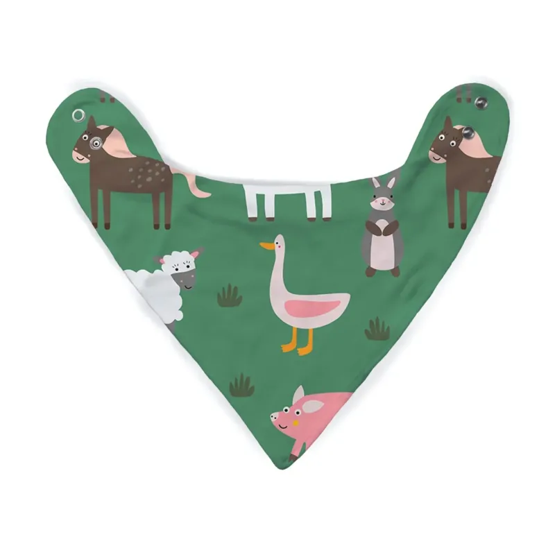 Green Farm Animals Bandana Bib , Green Farm Animals Bandana Bib - Default Title
