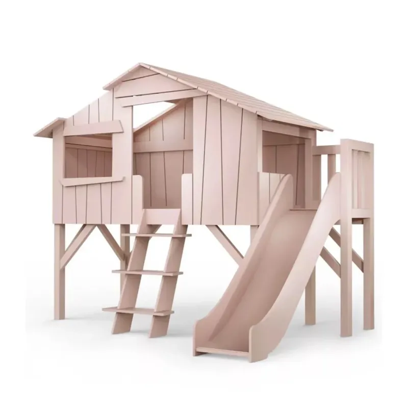 MATHY BY BOLS - Lit Cabane Simple 90 X 190cm & Toboggan + Plate - forme (Coloris Au Choix)