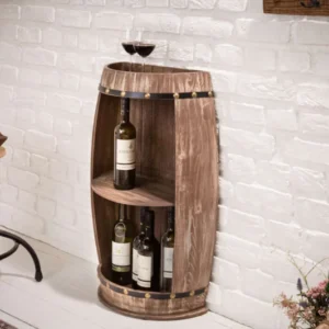BODEGA Elegantes Regal 79cm natur Pinie halbes Weinfass Shabby Chic