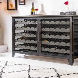 BODEGA Industrial Weinschrank 127cm recyceltes Pinienholz grau Weinregal für 55 Flaschen