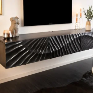 SCORPION Massives TV-Board 160cm schwarz Mangoholz hängend Lowboard