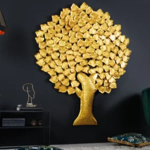 Design Wanddeko TREE OF LIFE XXL 170cm gold Metall handmade Ginkgo