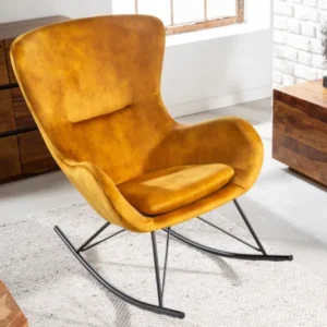 SCANDINAVIA SWING Design Schaukelstuhl senfgelb Samt Sessel