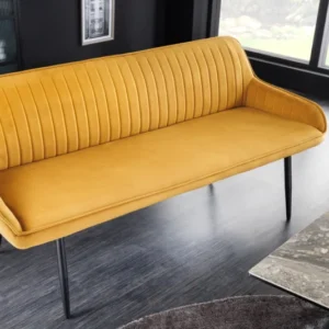 TURIN Design Sitzbank 160cm Samt schwarz Metallbeine Armlehne