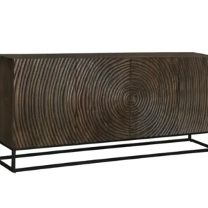 Massives Sideboard ZEN CIRCLES 180cm dunkelbraun Mangoholz 3D-Design