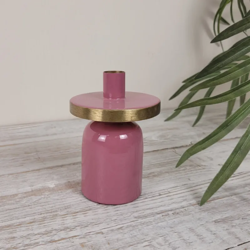 Kerzenständer 14cm Pink Gold Metall Moderner Kerzenhalter Deko