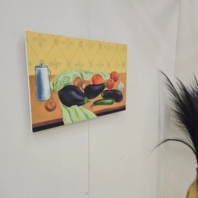 Wandbild Stillleben Auberginen M. Schmidt-Mandel Leinwand Wandgemälde Deko