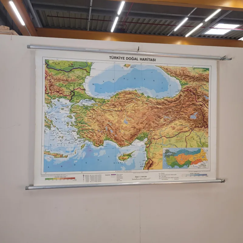 Vintage Schulwandkarte Türkei Türkiye Doğal Haritası – Lehrtafel Rollbild Wanddeko