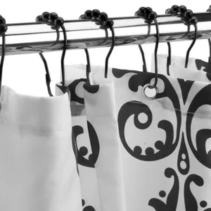 Shower Curtain Roller Ring Set Matte Black
