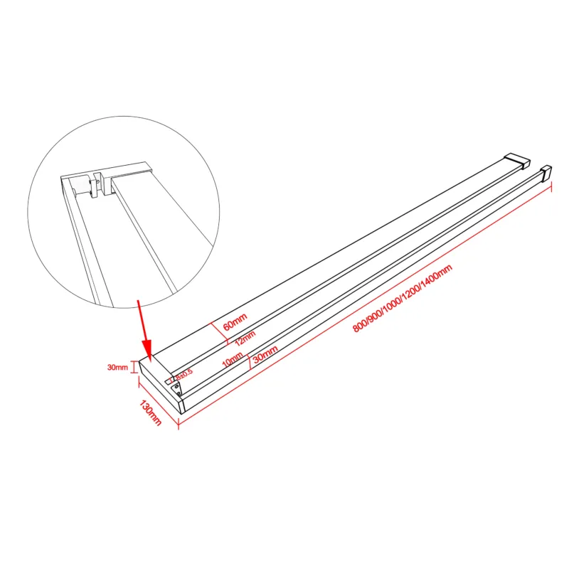 Ablage & Handtuchhalter für 8mm Walk In Glaswand
